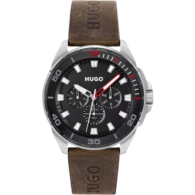 HUGO Fresh Men's Brown Leather Strap Bracelet Watch