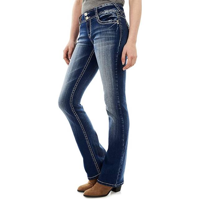 WallFlower Women's Luscious Curvy Bootcut Mid-Rise Insta Stretch Juniors Jeans (Standard and Plus), Jenna, 15