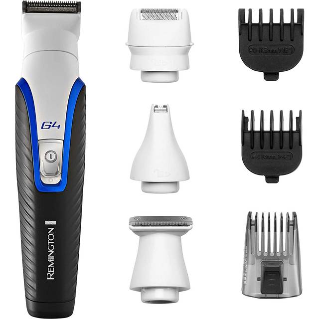 Remington G4 Multigroomingkit, inkl. 7 tillbehör, precisionstrimmer, nästrimmer, minirakhuvud, fasta kammar 1.5 & 3mm, justerbar kam 2-20mm, grafitbelagda & självslipande blad, 60min anv.tid, PG4000