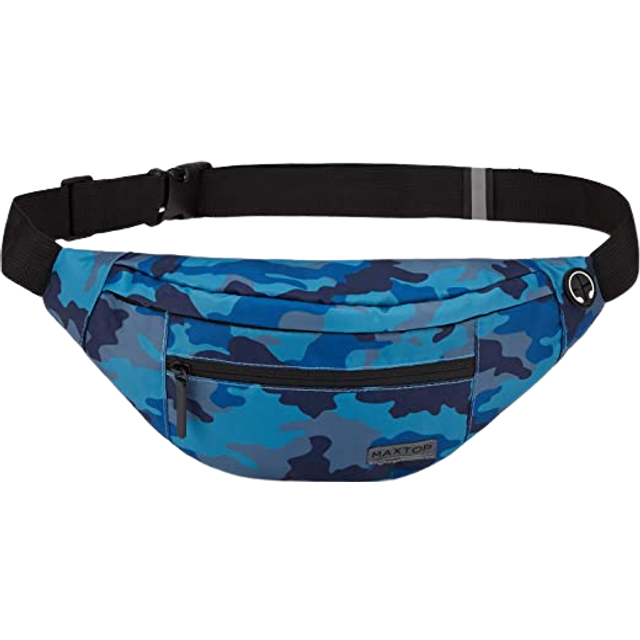 MAXTOP Large Crossbody Fanny Pack Belt Bag with 4-Zipper Pockets Gifts for Enjoy Sports Festival Workout Traveling Running Casual Hands-Free Wallets W
