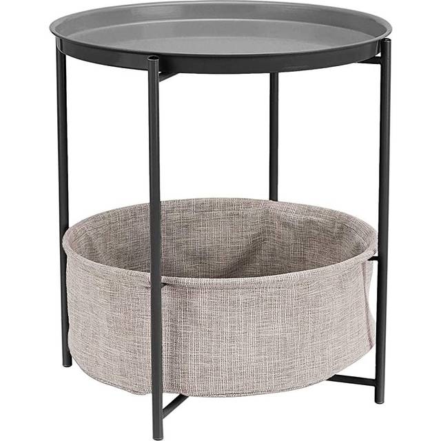 Amazon Basics Round Storage End Table  Side Table with cloth Basket  c