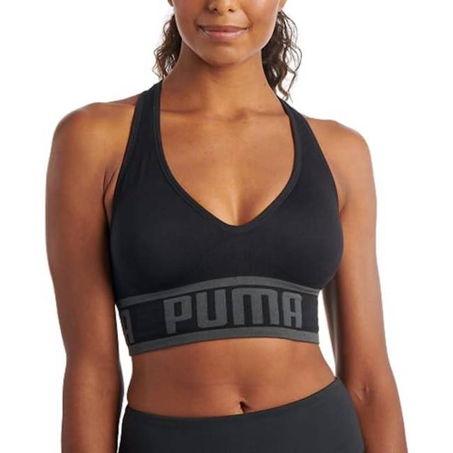 PUMA Women's Seamless Sports Bra  Black  Large