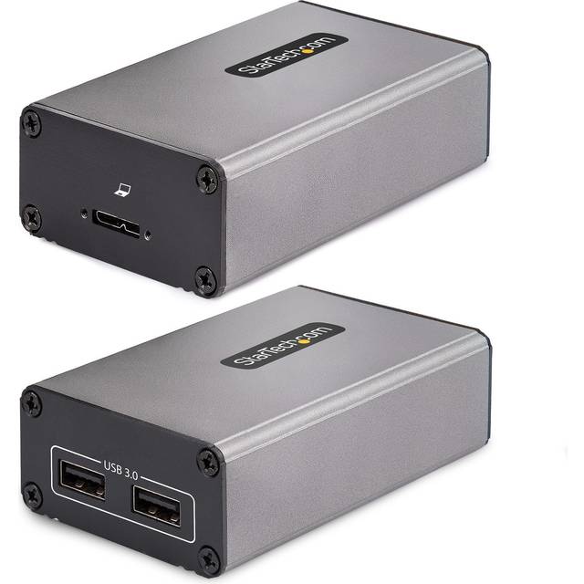 StarTech.com 2-Port USB 3.0 Extender over OM3 Multimode Fiber - LC/LC - 2x 5Gbps USB-A Hub - 350m (1150ft) Range - Durable USB Fiber Optic Extender - Optical USB Extender