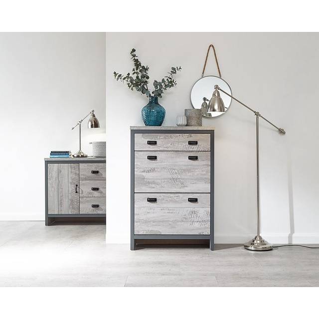 GFW Boston Grey 2 Tier Single Drawer Shoe Cabinet - 29 x 73 x 107cm