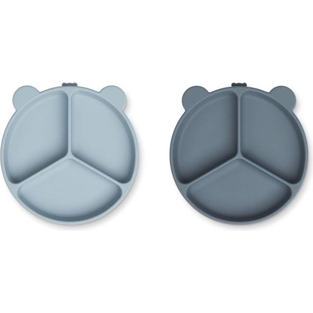 2-piece Stacy compartment plates - LIEWOOD blue