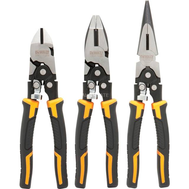Dewalt 3 Piece Chrome Vanadium Steel Compound Action Pliers Set Dwht0-70484 Bi-Material Comfort-Grip Grip - One Size
