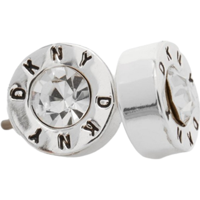 DKNY Silver Coloured Crystal Stud Earrings