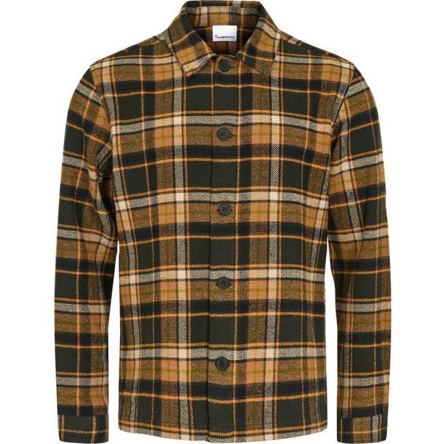 Knowledge Cotton Apparel Men's Big Checked Heavy Flannel Overshirt China Blue, L