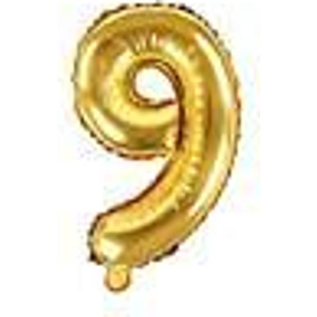 Zahlenballon, Ziffer 9 in gold, 35cm hoch