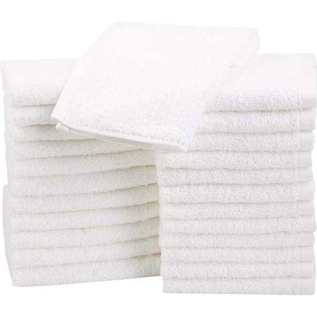 Amazon Basics Fast Drying  Extra Absorbent  Terry cotton Washcloths  Pack of 24  Seafoam green  Ice Blue  White  12 x 12