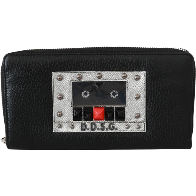 Dolce & Gabbana Black Mens Zipper Continental Purse 100% Leather Men's Wallet - One Size / Black