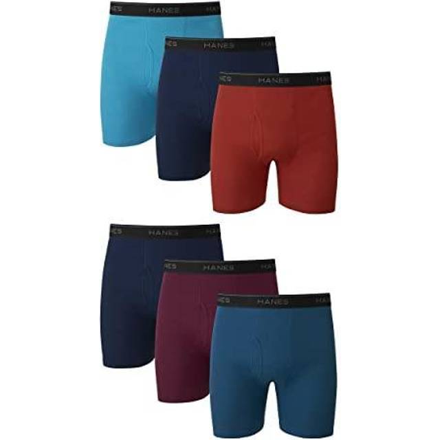Hanes Men's Boxer Soft Breathable Cotton ComfortFlex Waistband  Multipack Brief Underwear  6 Pack - Black/Gray  Large