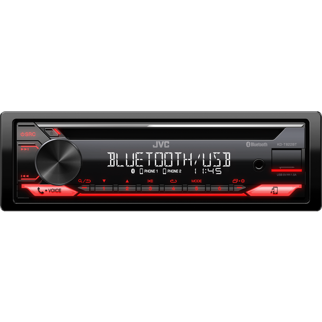 Jvc kd-t822bt cd receiver with bluetooth hands-free calling and wireless music s