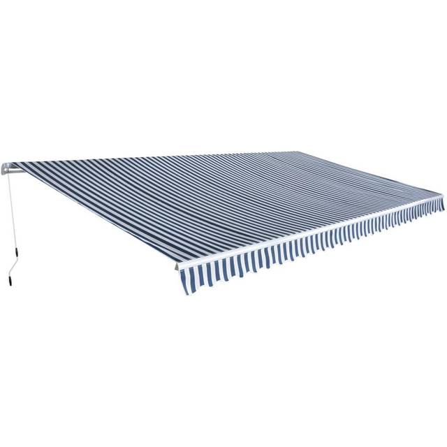 vidaXL Folding Awning Manual Operated 600 cm Blue/White
