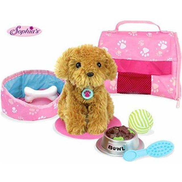 Sophias By Teamson Kids Plush Puppy With Carrier And Accessories For 18" Dolls, Pink