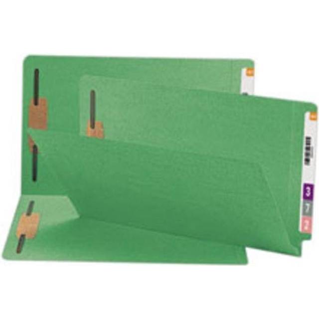 Two-Inch Capacity Fastener Folders  Straight Tab  Legal  Green  50/Box