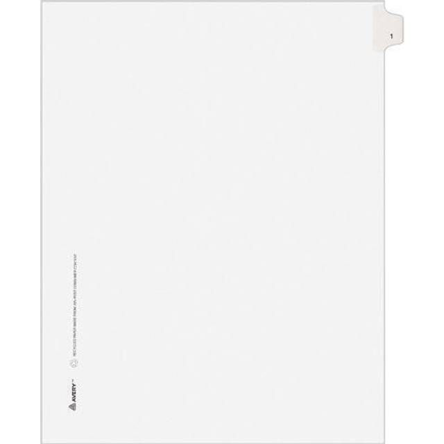 Avery 82199 Allstate-Style Legal Exhibit Side Tab Divider  Title: 1  Letter  White  25/Pack