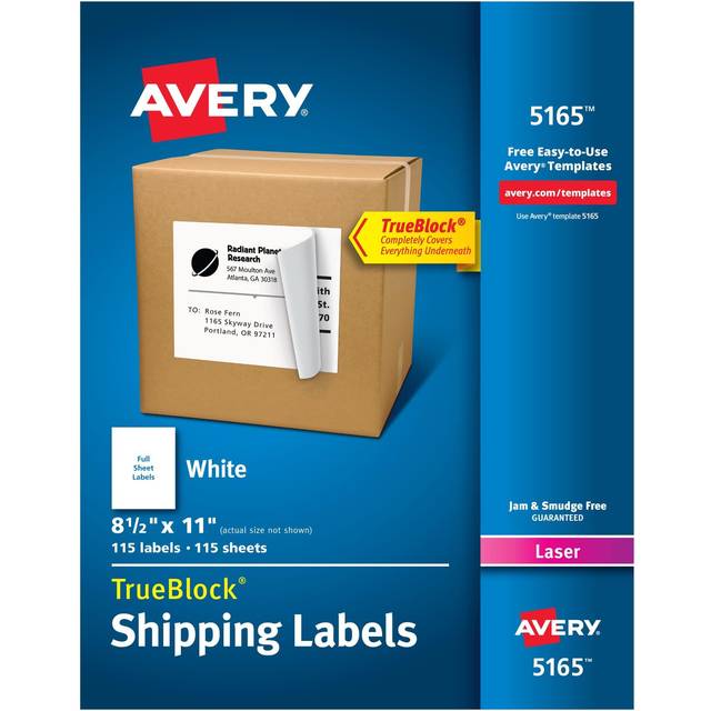 Avery Consumer Products AVE5165 Laser Labels- Mailing- Permanent- 8-.50in.x11in.- White