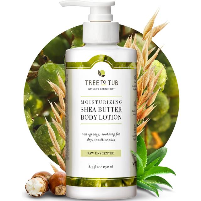 Tree To Tub Lotion for Sensitive Skin - pH 5.5 Balanced, Fragrance Free Lotion with Organic Shea Butter, Cocoa Butter, Aloe Vera 8.5 oz