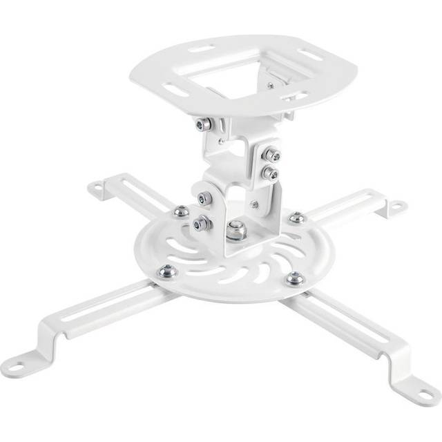 Hama Projektortakfäste (projektorhållare +/-15° lutbar och vridbar, 360° vridbar hållare, takhållare för projektorer och projektor med kabeldragning, takavstånd 15 cm, lastkapacitet 13,5 kg) vit
