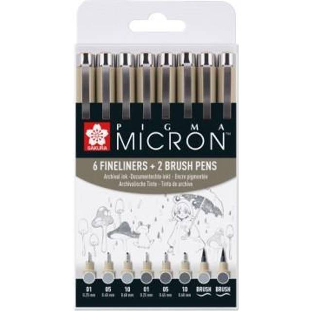 Sakura Pigma Micron Pen Wallet Gray Set of 8