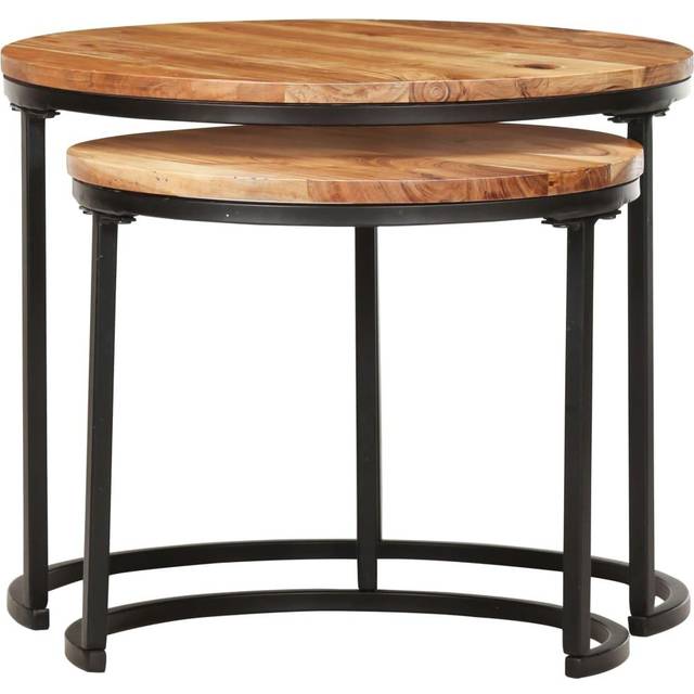 vidaXL Nesting Tables 2 pcs Solid Acacia Wood - Brown