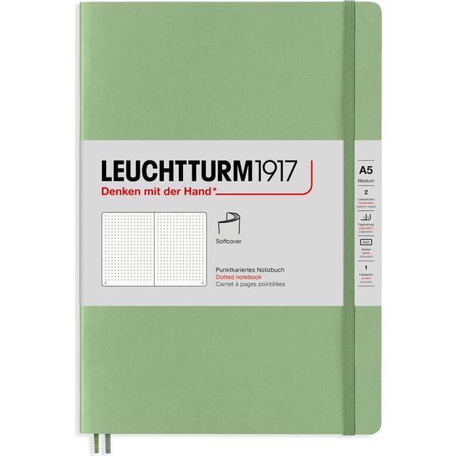 LEUCHTTURM1917 361592 Anteckningsbok Muted Colours (A5) Softcover, Salvia, Dotted