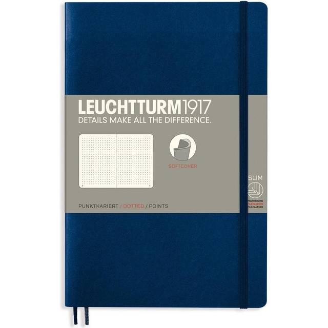 LEUCHTTURM1917 358318 anteckningsbok pocketbok (B6+), mjukt omslag, 123 numrerade sidor, prickad, marinblå