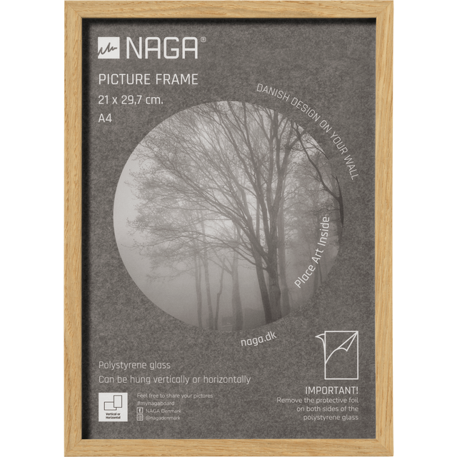 Naga A4 fotoramme 21x30cm med ramme i massivt egetræ