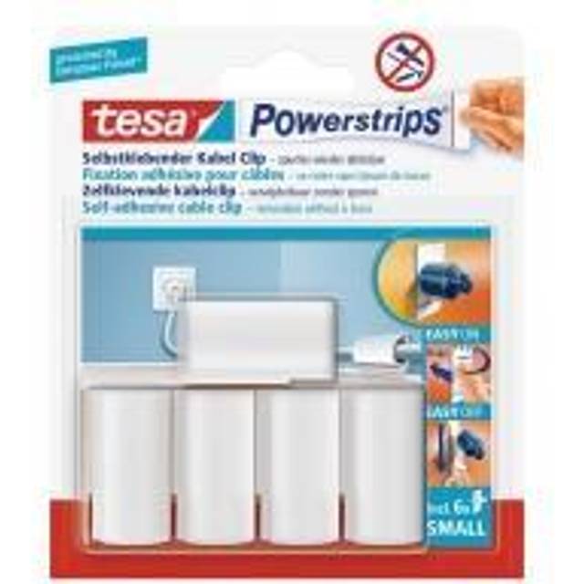 TESA Powerstrips Kabelholder Selvklæbende (max 8mm) 6-Pack Billedkrog