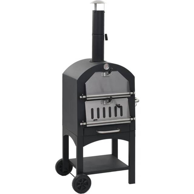 vidaXL Charcoal Fired Outdoor Pizza Oven with Fireclay Stone - Black
