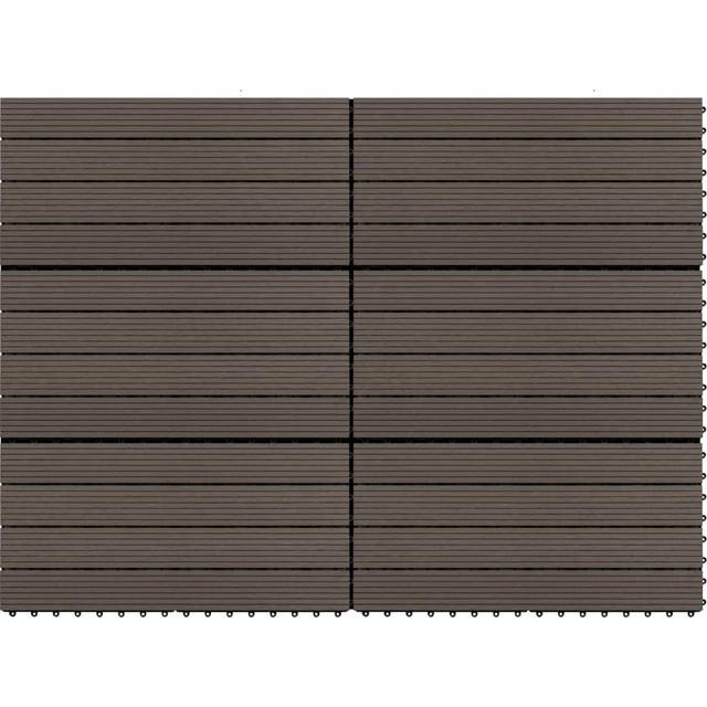 vidaXL 6x Decking Tiles WPC Dark Brown Interlocking Floor Pool Tile Flooring