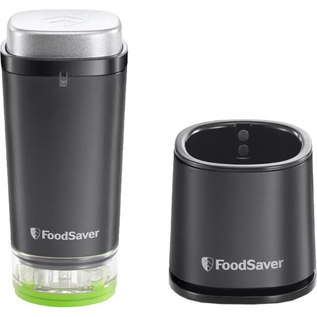 FoodSaver trådlös handvakuumtätare för livsmedel med laddningsstation | Mini vakuumtätare med 1 behållare för konservering och marinering och 5 vakuumpåsar med färskhållning [VS1199X]