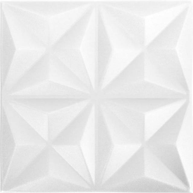 3D Väggpaneler 12 st 50x50 cm origami vit 3 m²