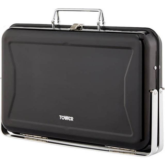 Tower Stealth Portable Barbecue Charcoal Briefcase BBQ Black with Carry Handle