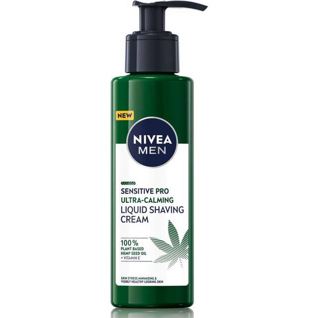 NIVEA MEN Sensitive Pro Ultra Calming Liquid Shaving Cream (200 ml), Shaving Cream Enriched with Hemp Seed Oil and Vitamin E for Stress-Minimisin
