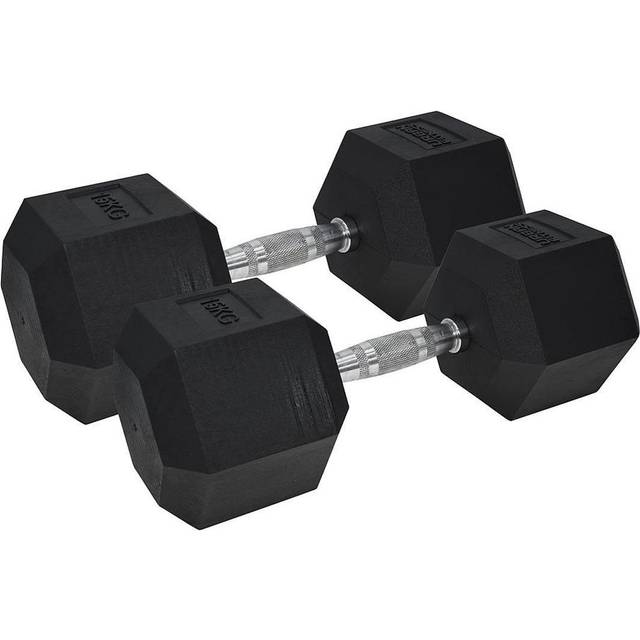 Rubber-coated hexagonal dumbbell UFE Pro - Noir