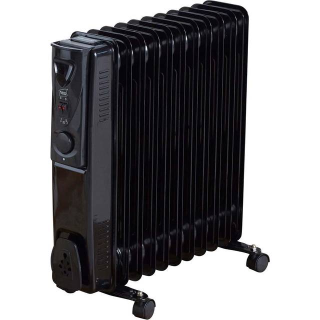 Electric 2500W 11 Fin Oil Filled Radiator Heater - Black - One Size