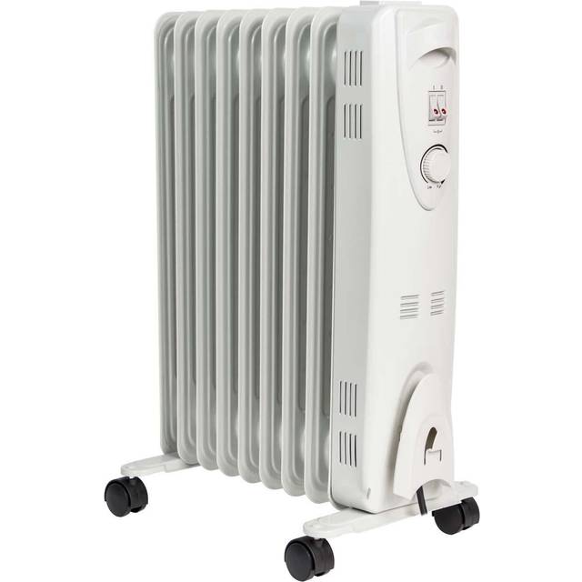 Mylek 2Kw Oil Filled Radiator/Electric Heater With Adjustable Thermostat - White, White