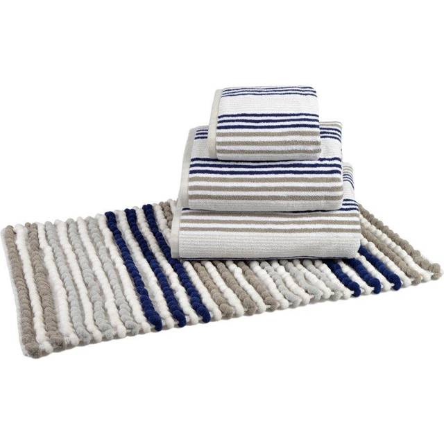 Allure Merlin Striped Bath Mat - Navy, Blue