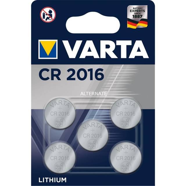 Varta Knappcell CR 2016 3 V 5 st 87 mAh Litium LITHIUM Coin CR2016 Bli 5