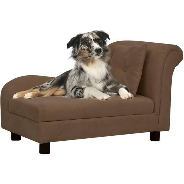 vidaXL Dog Sofa with Pillow Brown 83x44x44 cm Plush