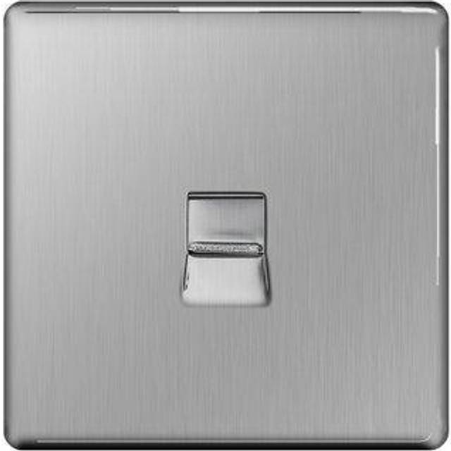BG Screwless Flatplate Brushed Steel Single Master Telephone Socket - FBSBTM1
