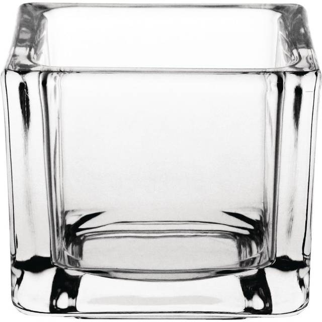 Olympia Glass Tealight Holder Square Clear (Pack of 6)