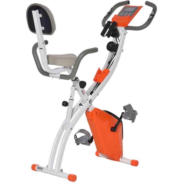 HOMCOM Folding Upright Exercise Bike Recumbent Cycling Magnetic With Band, Orange
