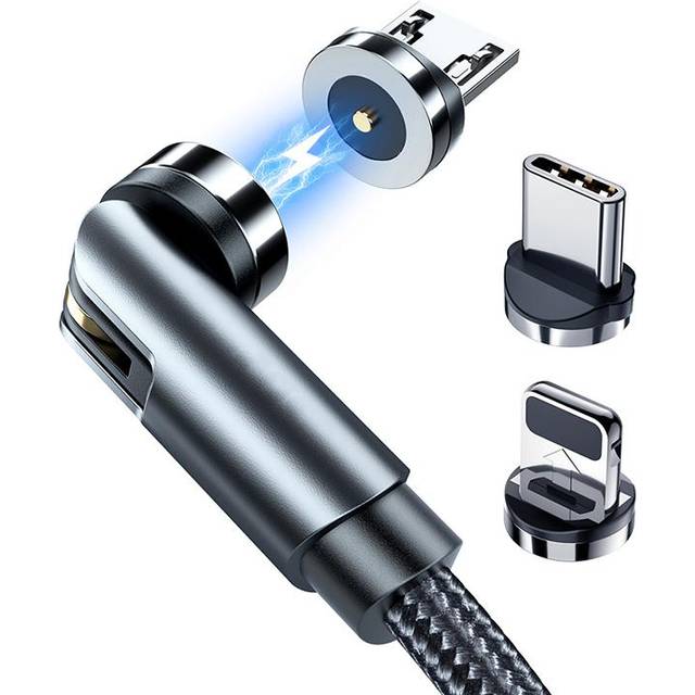 SiGN 3-in-1 360° Magnetkabel Lightning, USB-C, Micro-USB, 2.4A - Svart