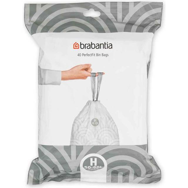Brabantia PerfectFit Bin Liners, Size H (50-60L), Pack of 40