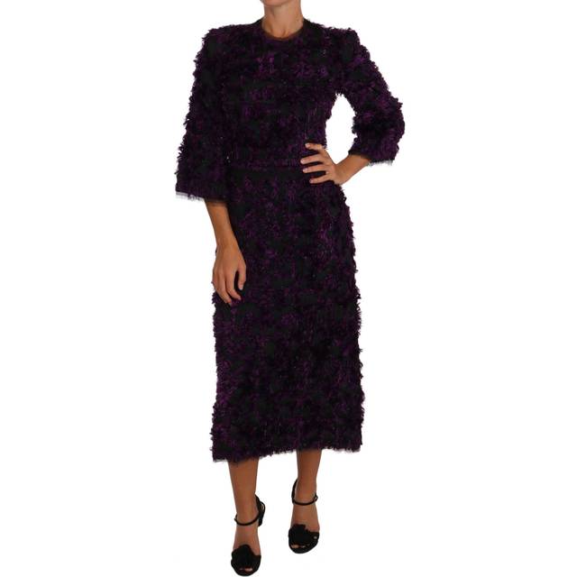 Dolce & Gabbana Purple Fringe Midi Sheath Dress - IT40|S (IT40|S)