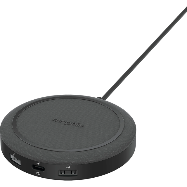 Mophie trådlös laddhubb med USB-C och USB-A portar (svart)