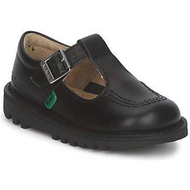 Kickers Kids Kick T Leather Shoes - Black, Black, Size 11 Younger